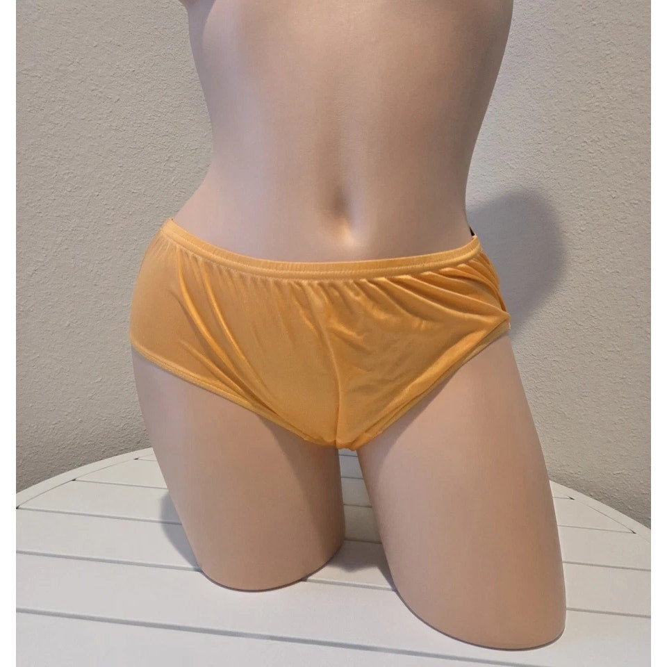 Shadowline 11032 Bikini Panty Shiny Nylon Full Cut Silky Solar Orange