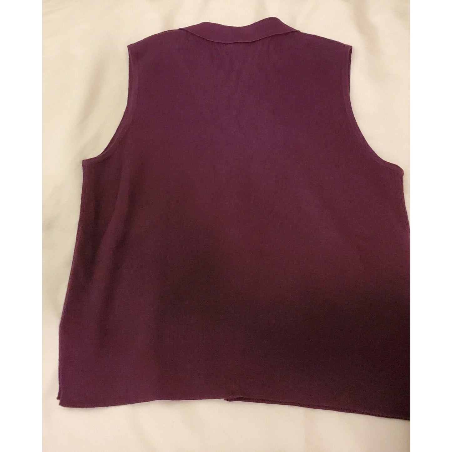 Christopher & Banks Polo Shirt Sleeveless Button-Up Side Slits Purple Women's L