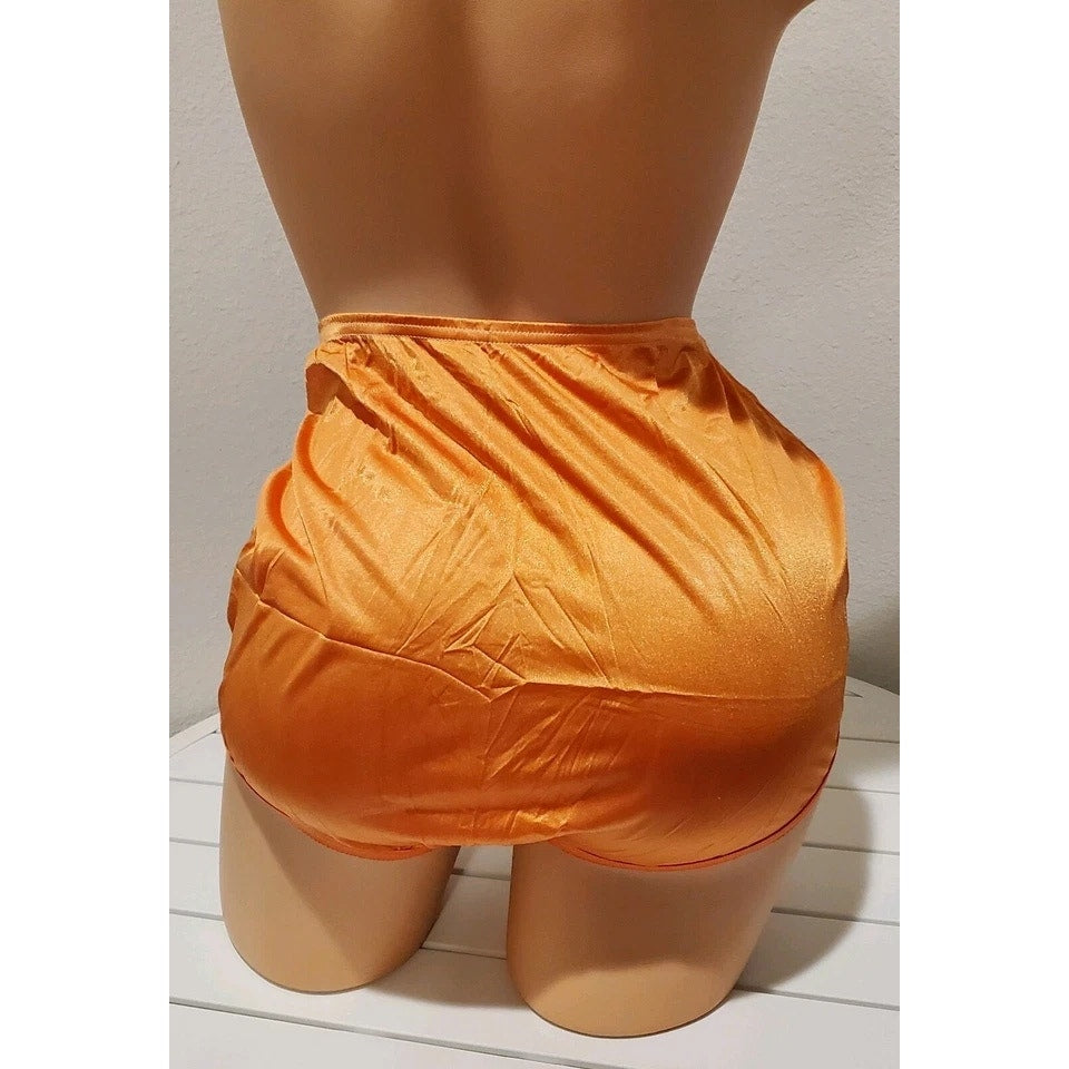 Vanity Fair Lace Nouveau Nylon Full Cut Panty Lace Shiny Amber Orange