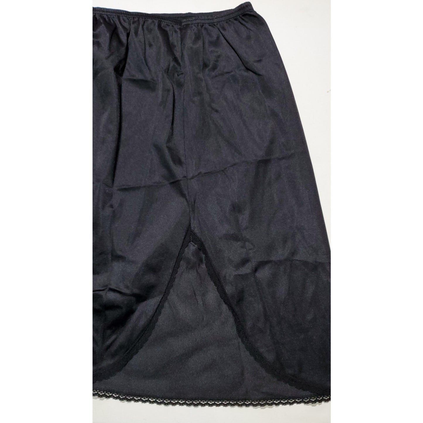 Cabernet Vintage Nylon Half Slip Knee Length Lace Trim Black Women's L