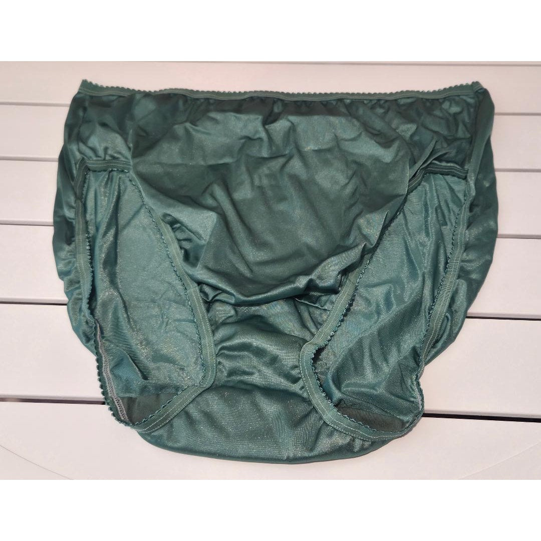 Shadowline 17842 Women's Hi Cut Panty Nylon Brief Full Coverage Forest Green
