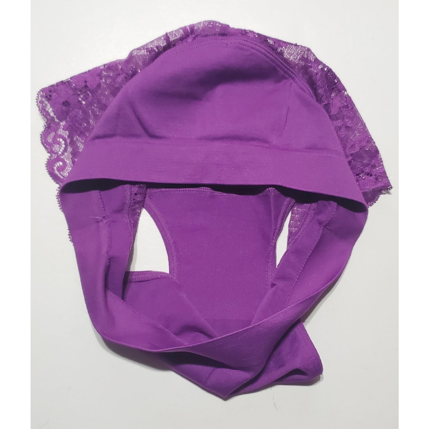 Ambrielle Satin Stretch Bikini Panty All Lace Back Purple 5/S