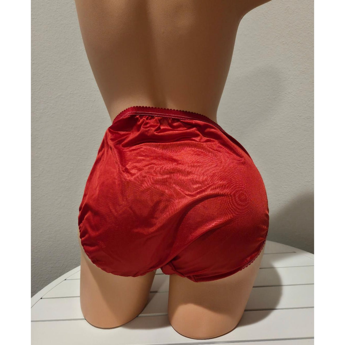 Shadowline 17842 Classic Shiny Nylon Hi Cut Panty Full Coverage Candy Apple Red