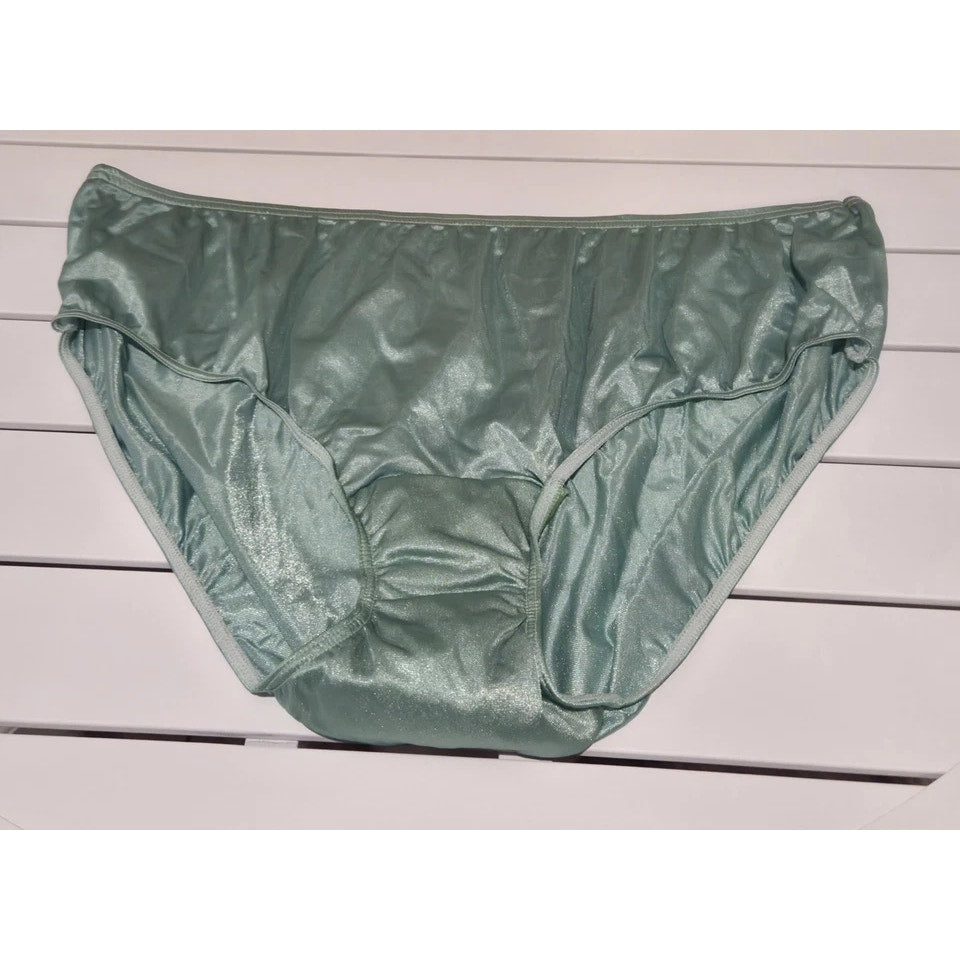 Shadowline 11032 Bikini Panty Shiny Nylon Full Cut Silky Glossy Green 10/3XL