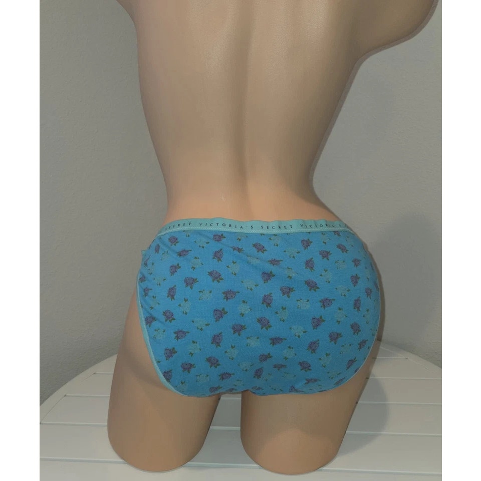 Victoria's Secret Dream Angels String Bikini Panty Cotton Floral Blue Drift 9