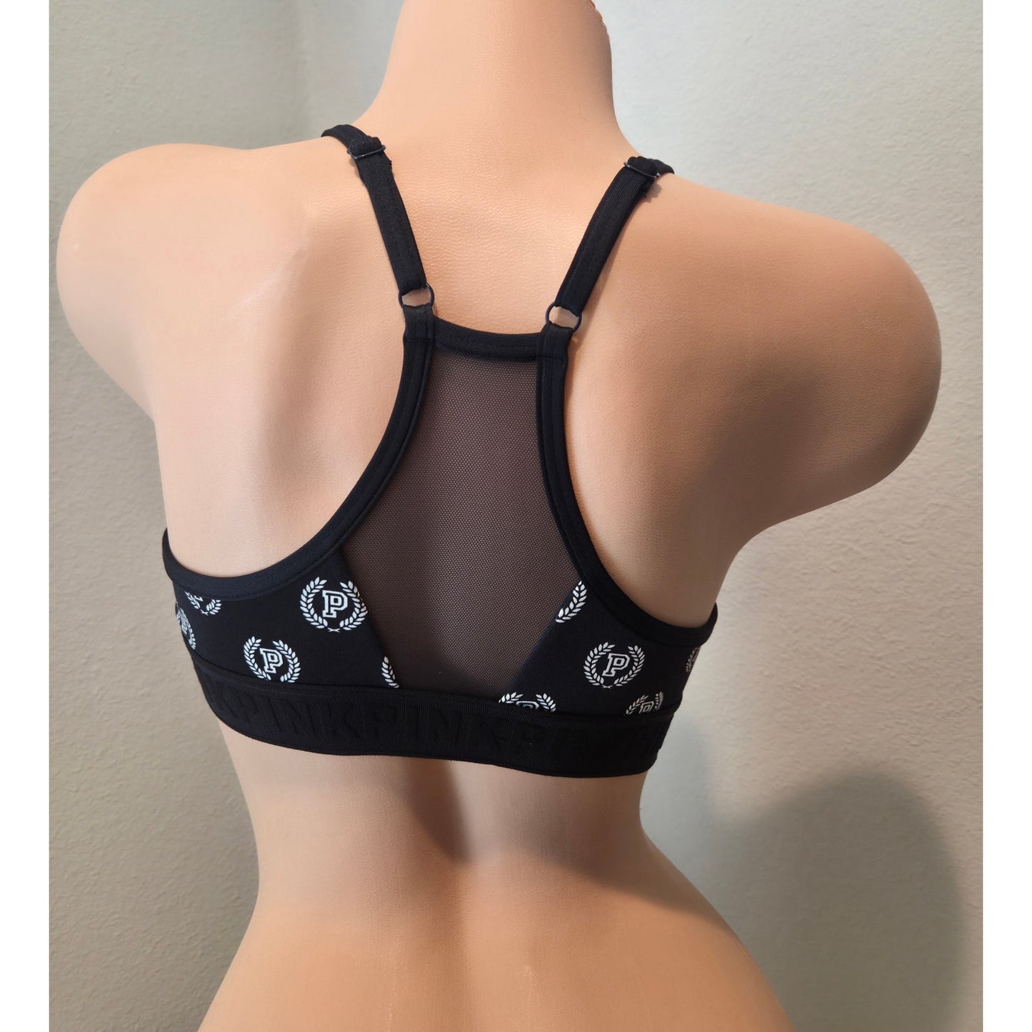 Victoria's Secret PINK Ultimate Sports Bra Logo Racerback Blue Black Sz S