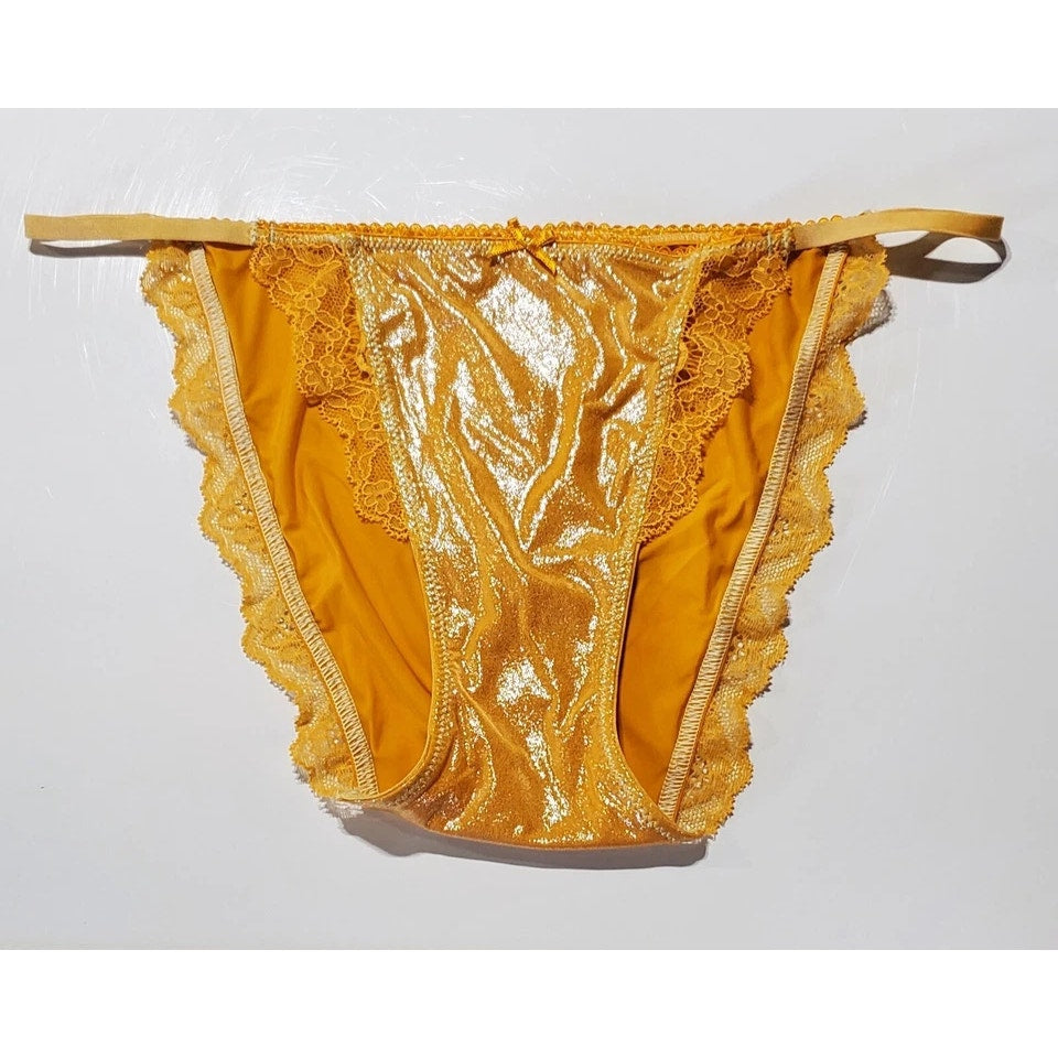 Victoria's Secret Dream Angels String Bikini Panty Shiny Lace Orange Ecstasy XS
