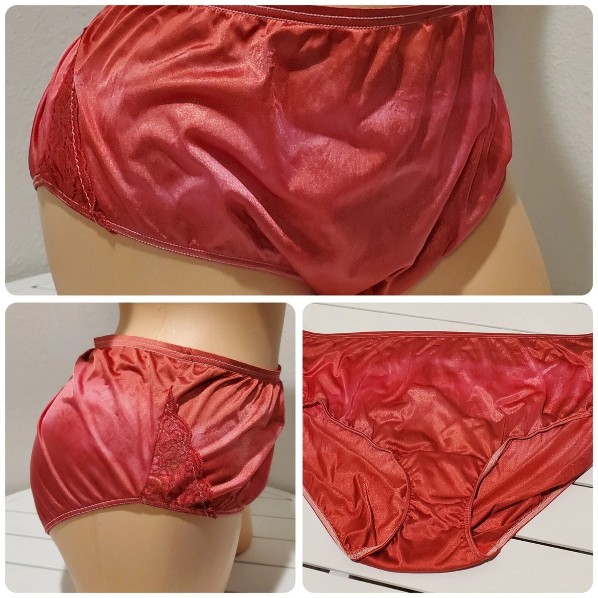 Shadowline 11182 Lace Insets Bikini Panty Shiny Nylon Popsicle Rainbow Shift 11