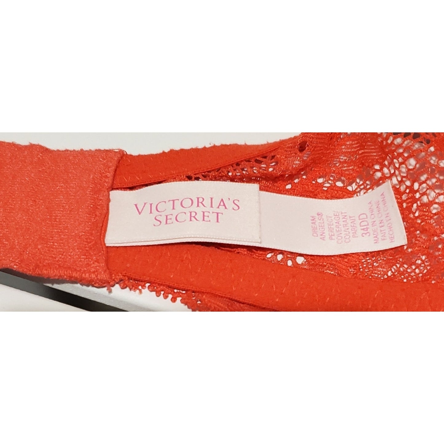 Victoria's Secret Dream Angels Vintage Shine Lace Perfect Coverage Bra Pink 34DD