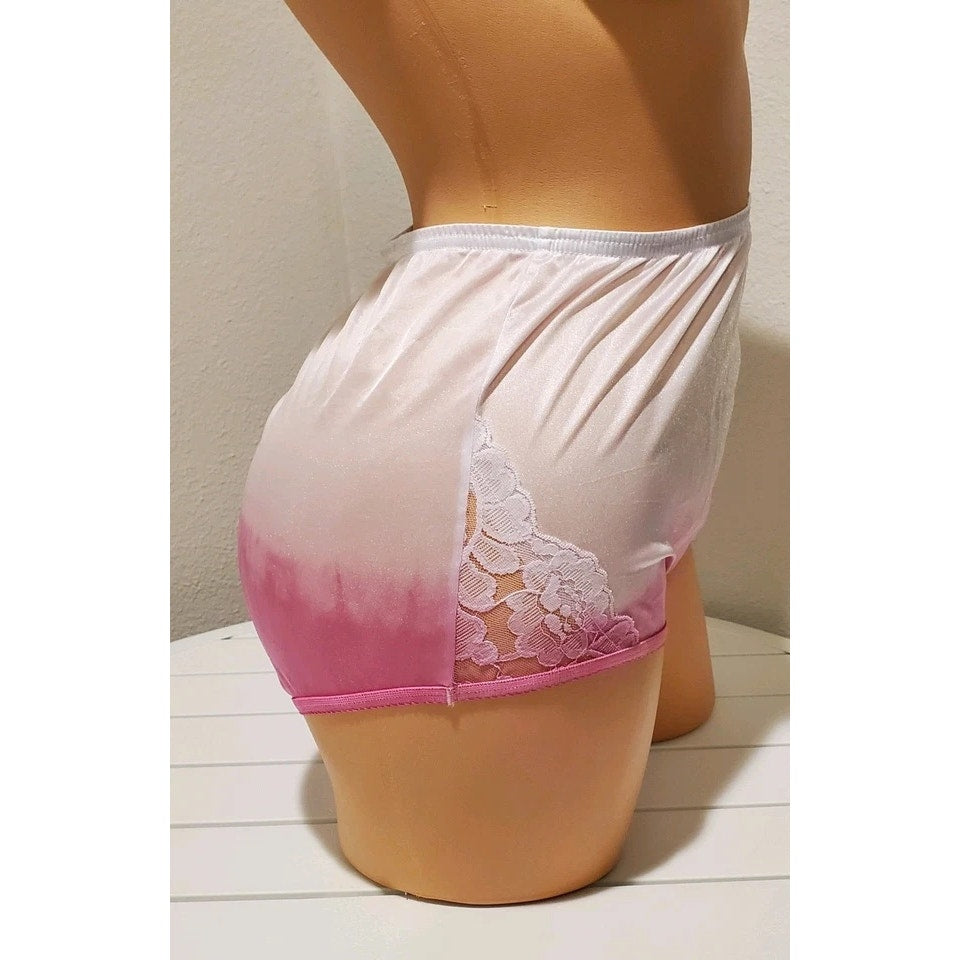 Vanity Fair Lace Nouveau Nylon Full Cut Panty Lace Shiny Ultimate Pink Static