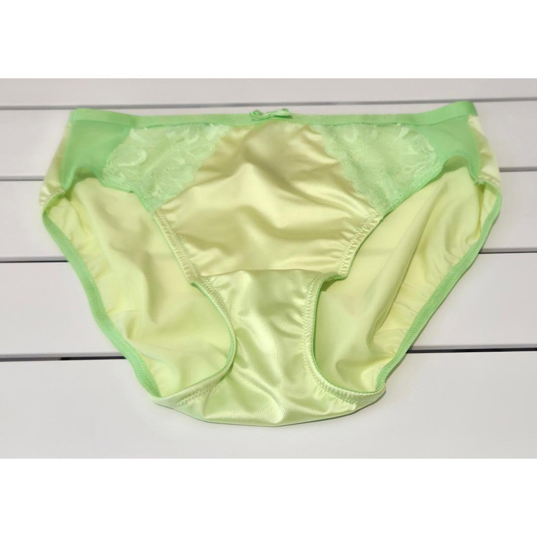 Ambrielle Tulip Lace High Cut Panty Shiny Satin Stretch Floral Lace Poison Apple