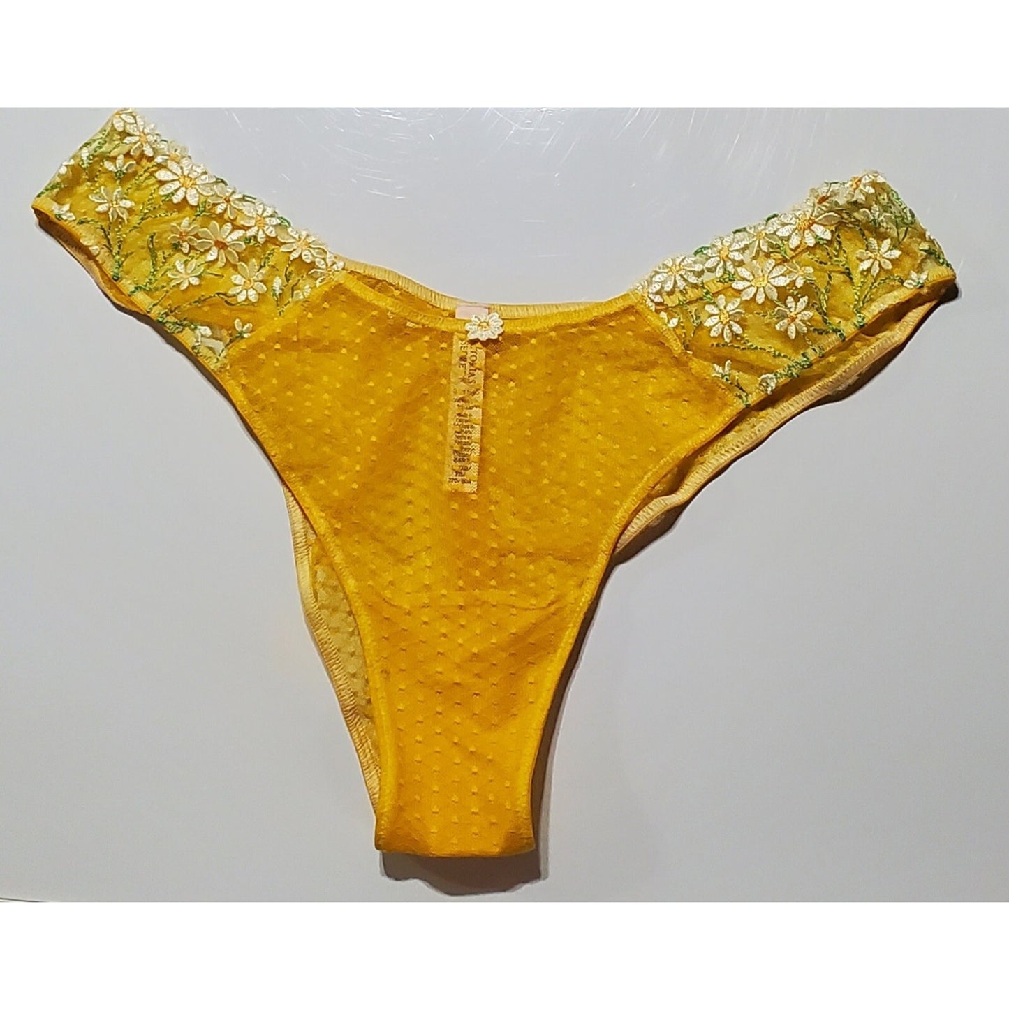 Victoria's Secret Dream Angels Floral Lace Brazilian Panty Carnation Yellow 8/XL