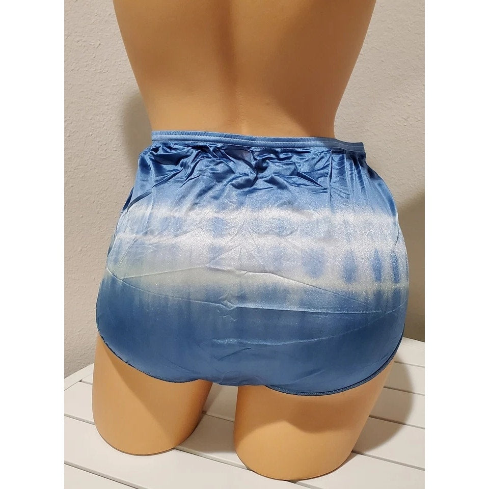 Vanity Fair Lace Nouveau Nylon Full Cut Panty Shiny Rainbow Ombre Green On Blue