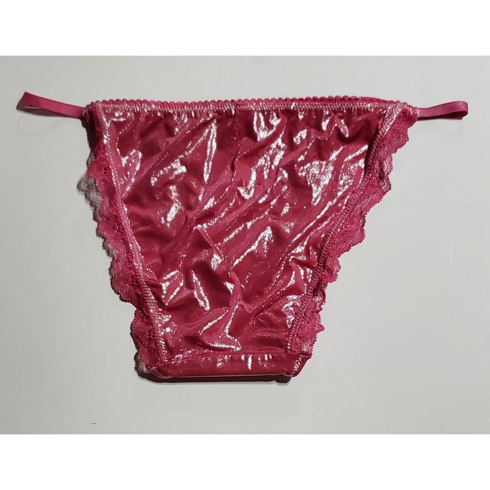 Victoria's Secret Dream Angels String Bikini Panty Shiny Lace Pink Sultry XS