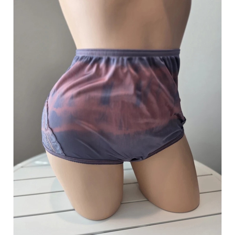 Vanity Fair Lace Nouveau Nylon Full Cut Panty Shiny Popberry Rainbow Shift 6/M