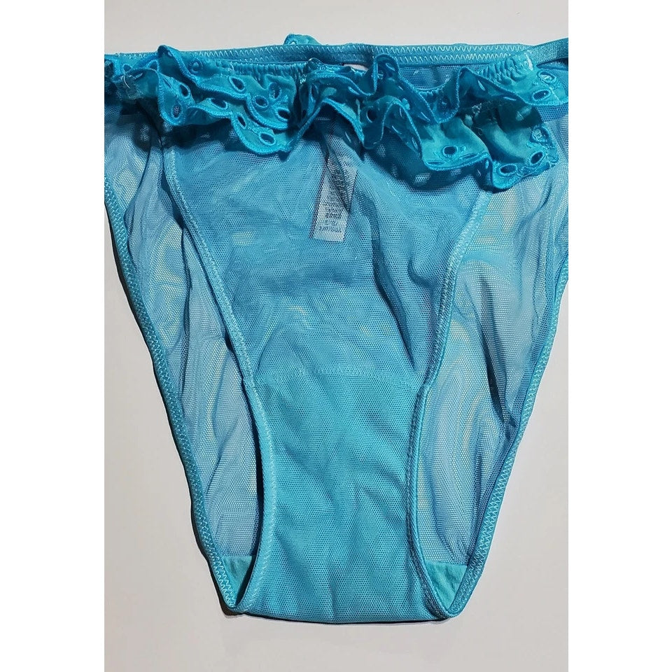 Victoria's Secret Dream Angels String Bikini Panty Semi Sheer Ruffle Blue Cyan 7