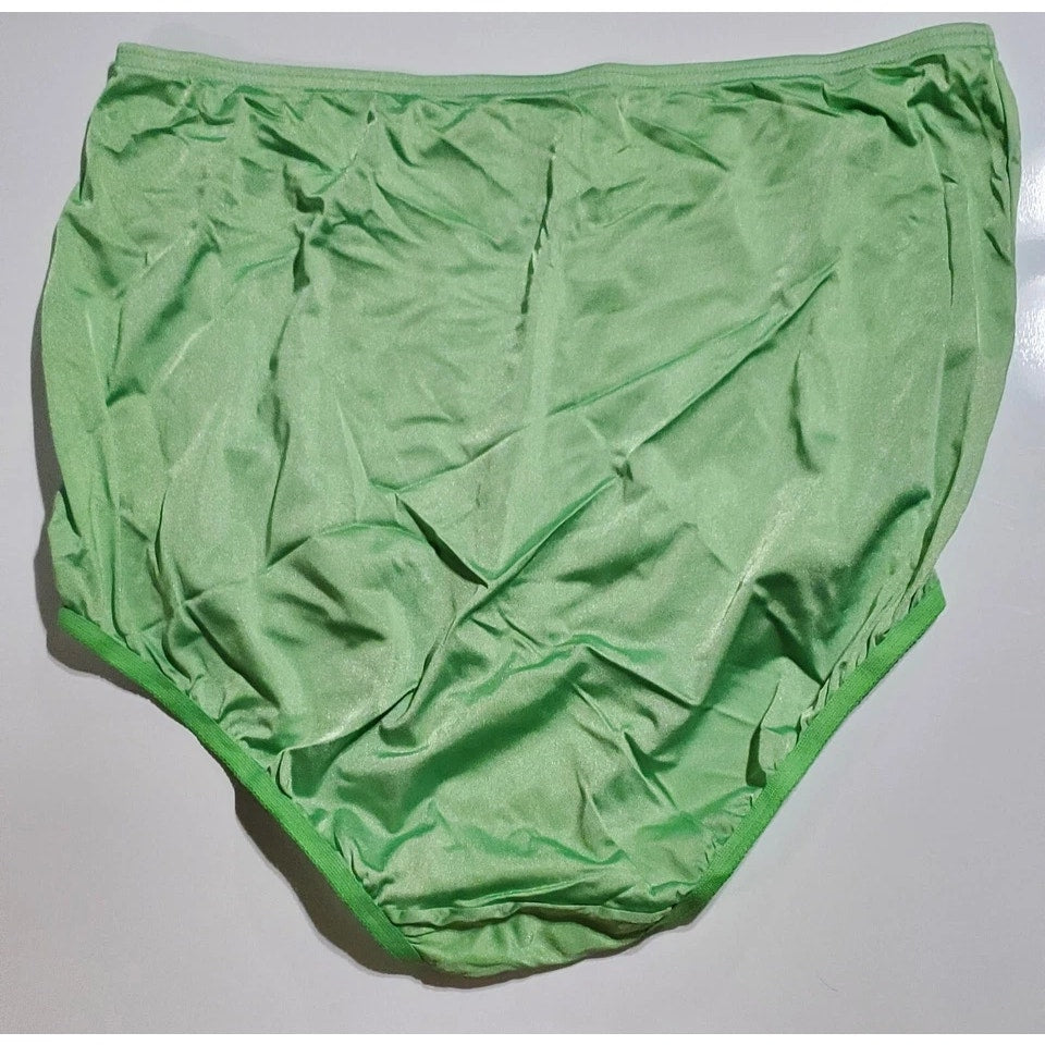 Vanity Fair Lace Nouveau Nylon Full Cut Panty Lace Shiny Paris Green 8/XL
