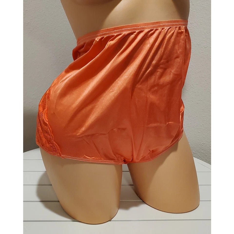 Shadowline 17082 Full Cut Brief Nylon Lace Full Cut Panty PSL Orange 9/2XL