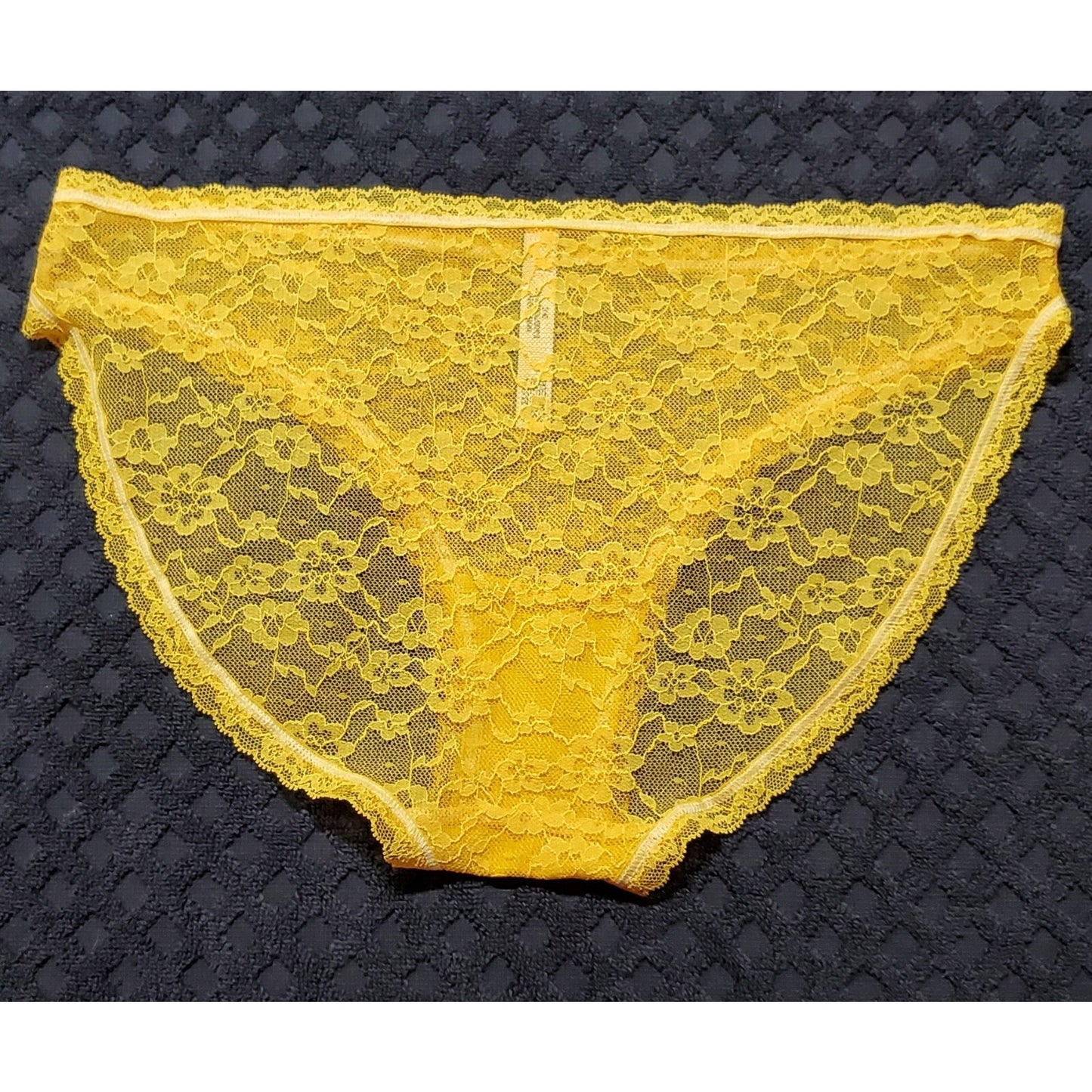 Victoria's Secret Floral Lace Sheer Bikini Panty Tulip Yellow 9/2XL