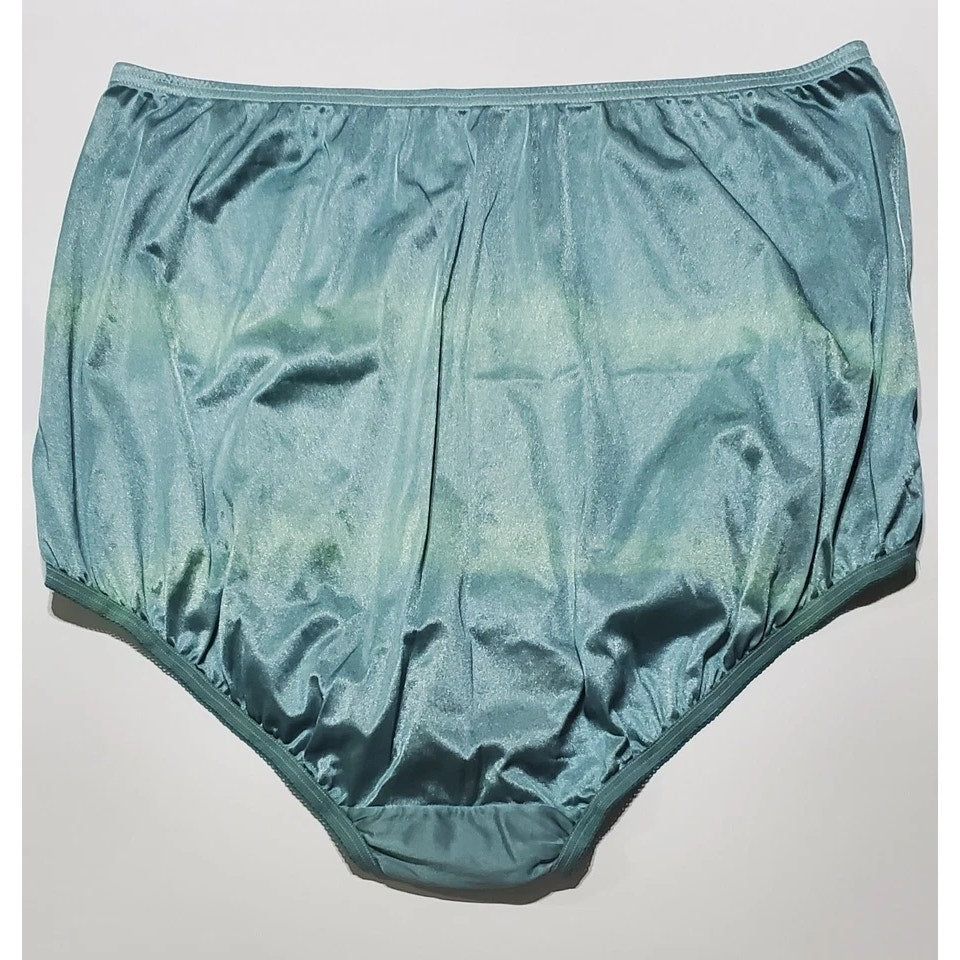 Vanity Fair Lace Nouveau Nylon Full Cut Panty Shiny Green On Green Rainbow Shift