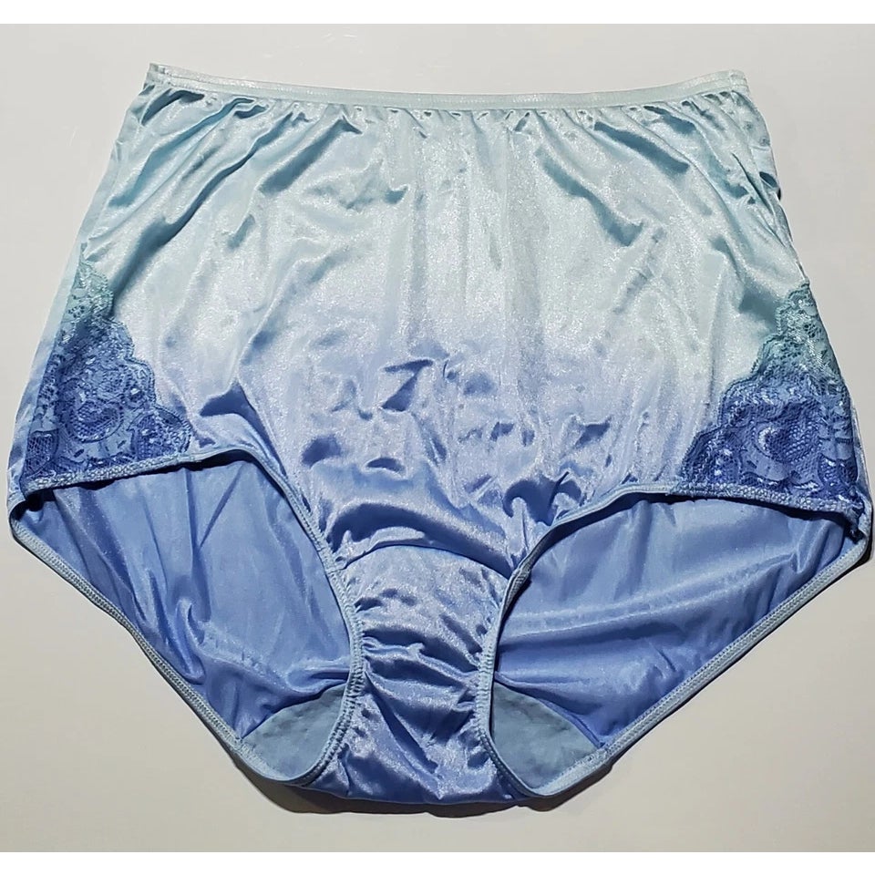 Shadowline 17082 Full Cut Brief Nylon Lace Full Cut Panty Ombre Cloud Blue 7/L