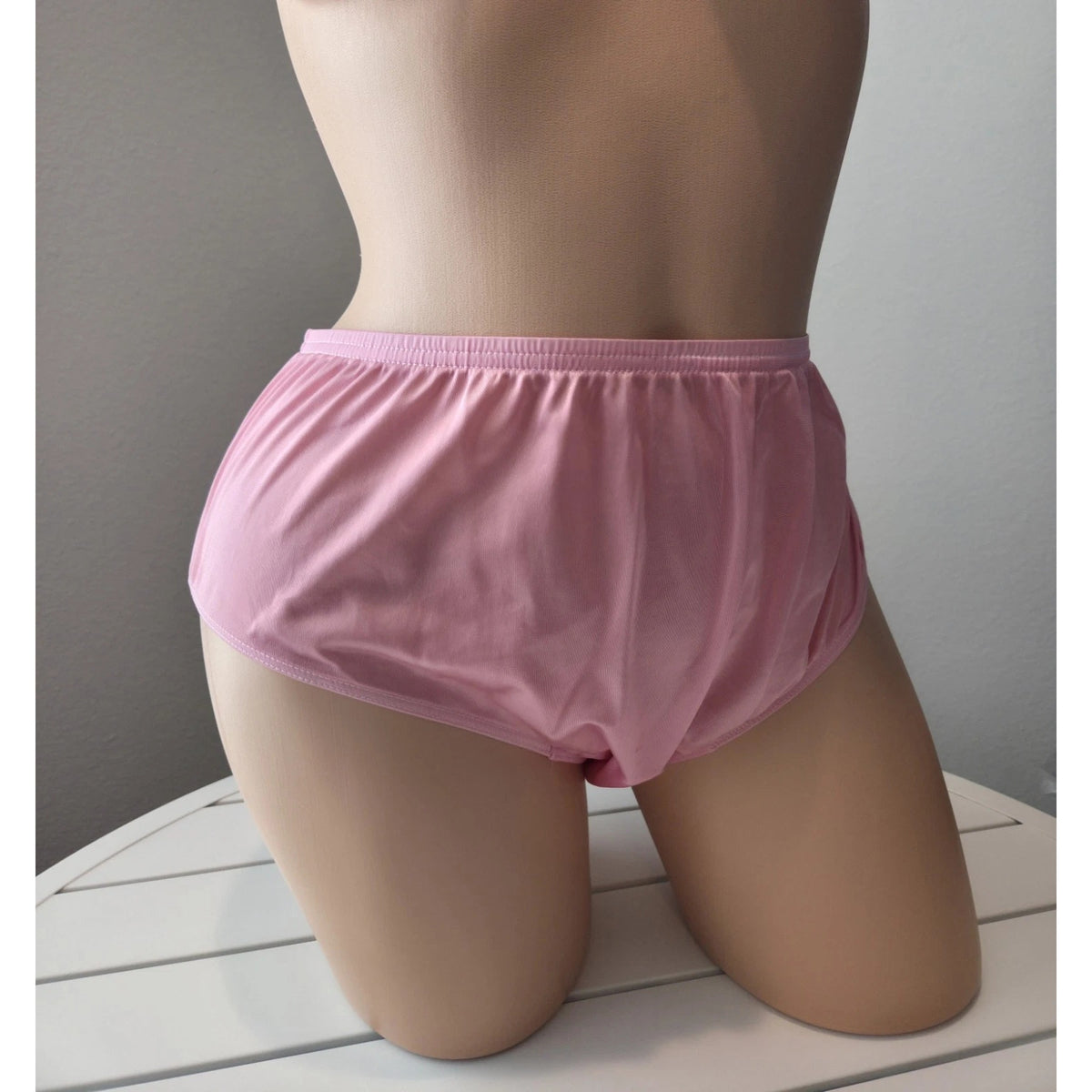 Shadowline 11032 Bikini Panty Shiny Nylon Full Cut Silky Bunny Pink 10/3XL