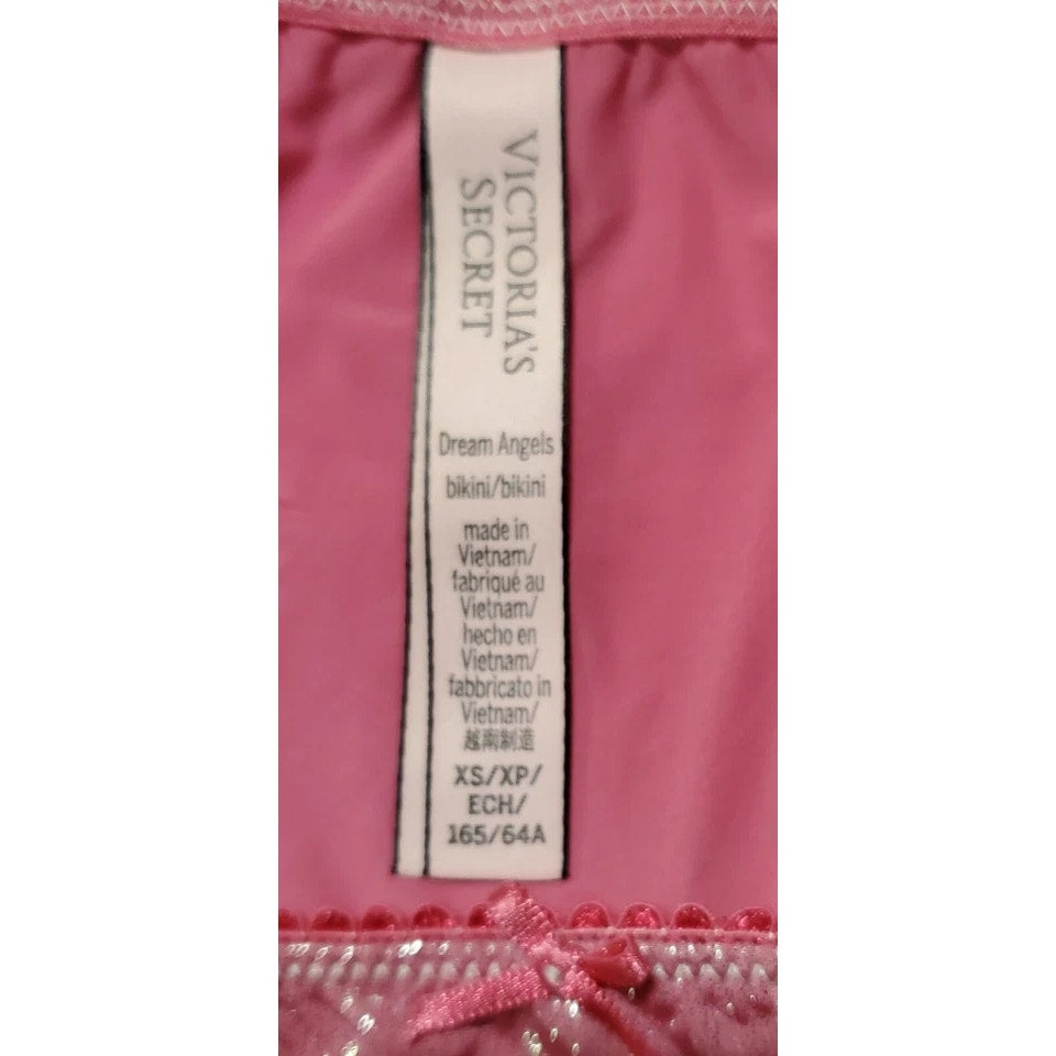 Victoria's Secret Dream Angels String Bikini Panty Shiny Lace Miss New Pink XS - Star Vintage & More
