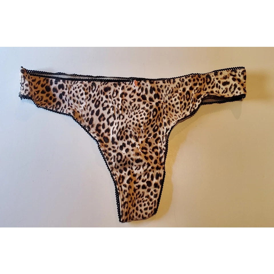 Victoria's Secret High Cut Thong Panty 100% Cotton Soft Hot Leopard Print