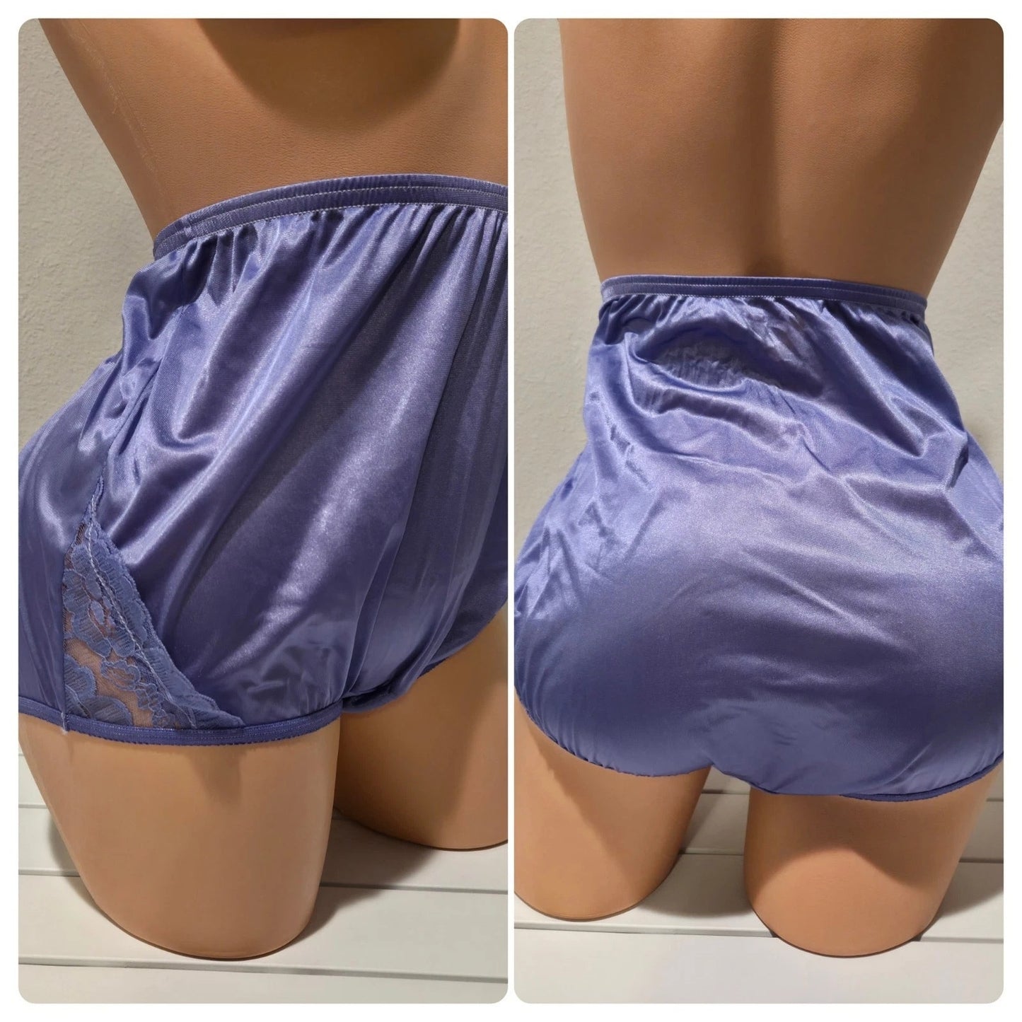 Vanity Fair Lace Nouveau Nylon Full Cut Panty Lace Shiny Purple Fizz