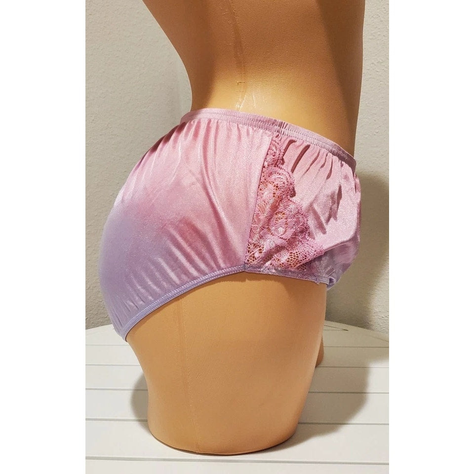 Shadowline 11182 Lace Insets Bikini Panty Nylon Very Pink Purple Static 10/3XL