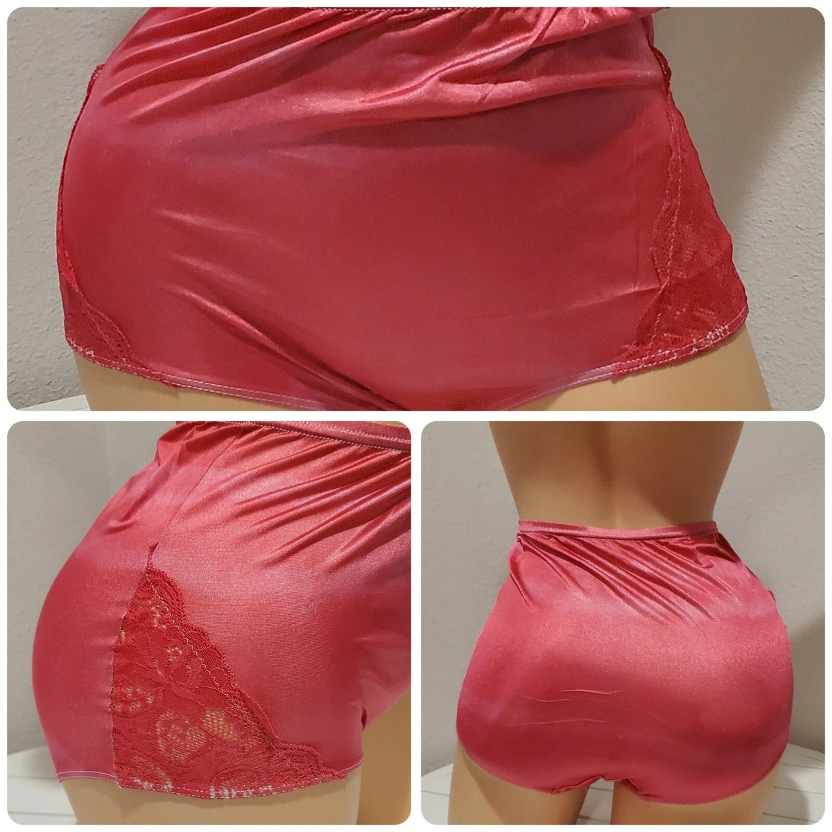 Shadowline 17082 Full Cut Brief Nylon Lace Panty Rainbow Shift Pink Strawberry
