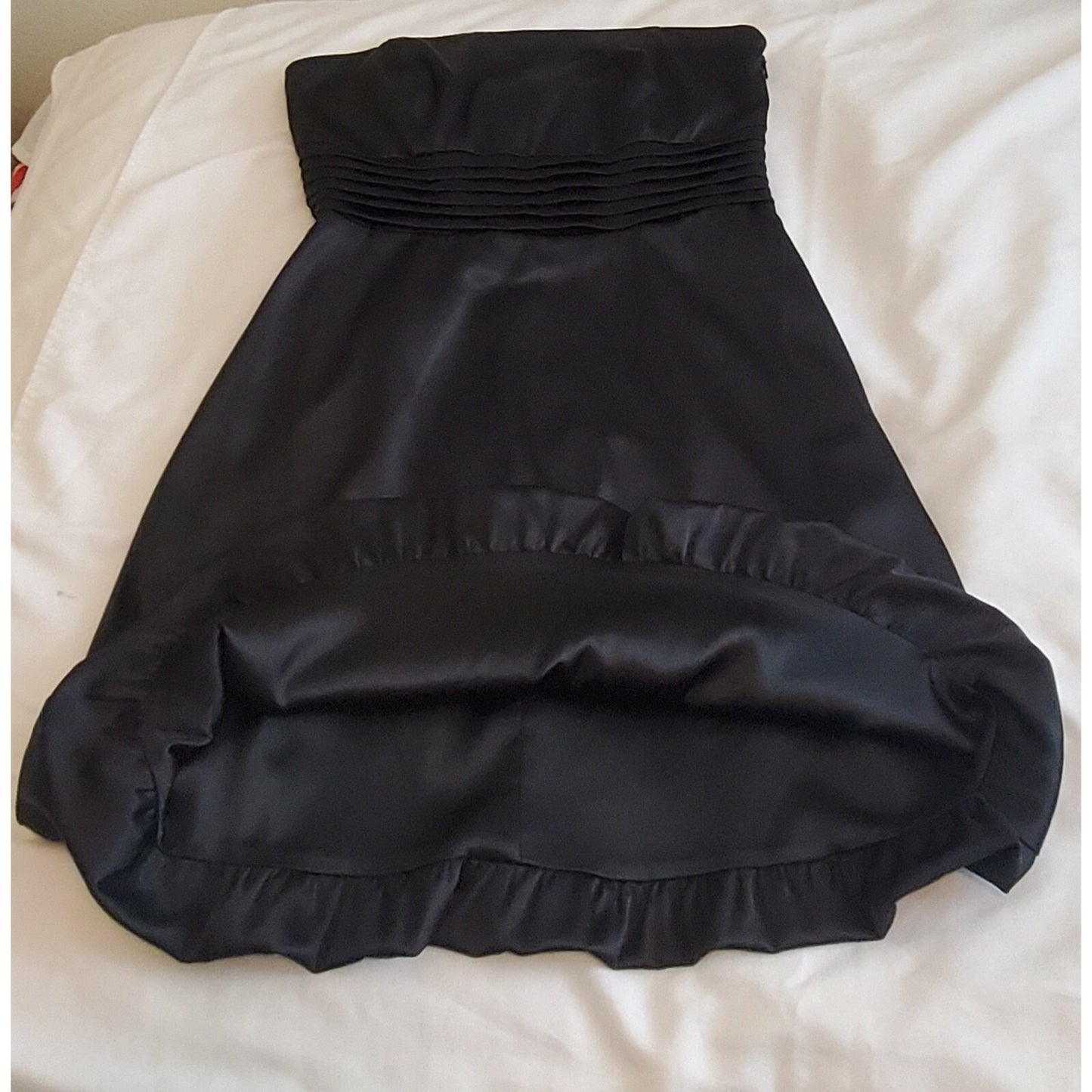 White House Black Market Strapless Pleated Knee-Length Dress Black Size 4