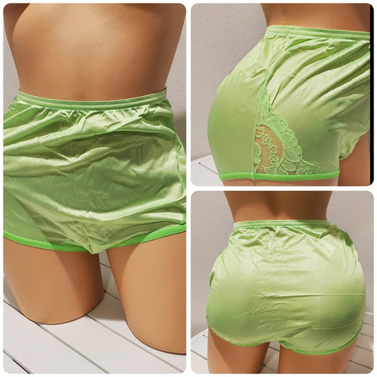 Vanity Fair Lace Nouveau Nylon Full Cut Panty Lace Shiny Lime Green 6/M - Star Vintage & More Star Vintage And More LLC
