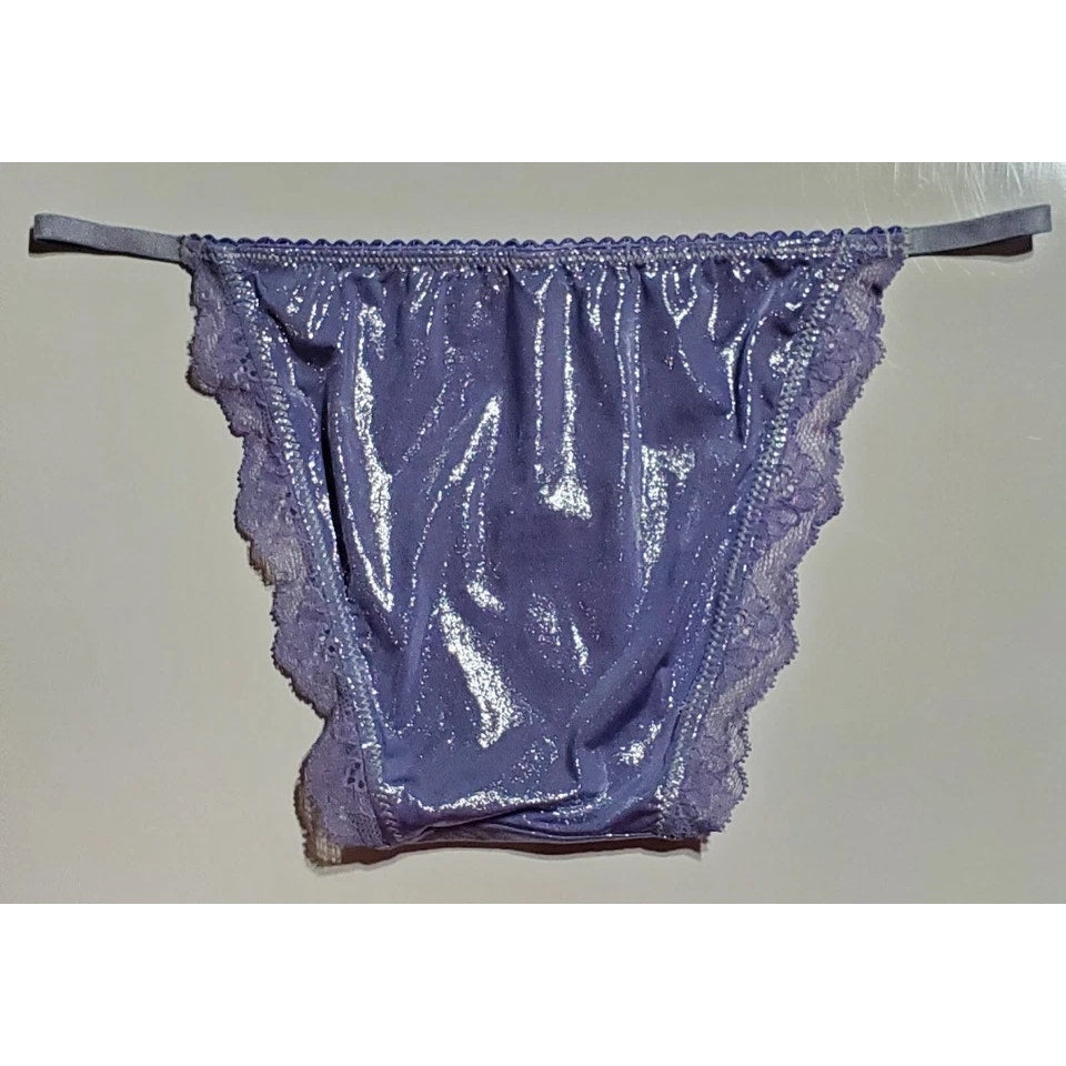 Victoria's Secret Dream Angels String Bikini Panty Shiny Lace Purple Cosmo XS