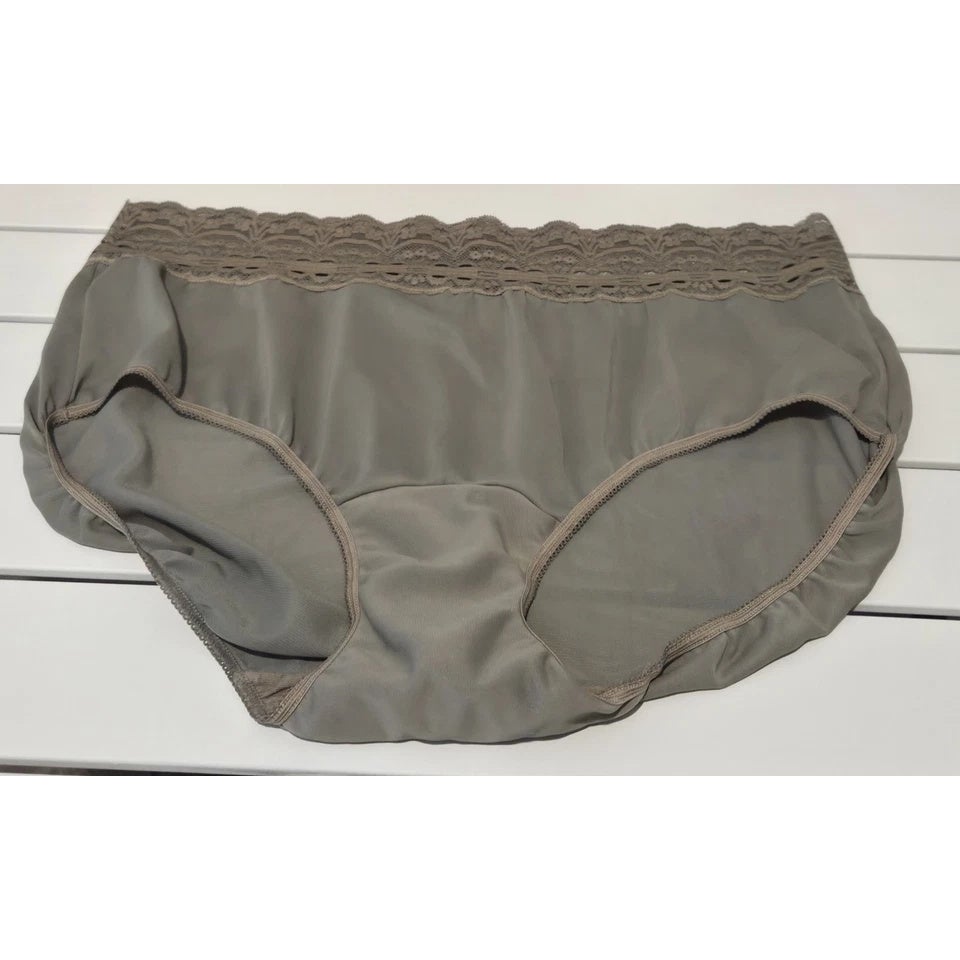 Olga Secret Hug Full Coverage Brief Panty Nylon Silky Muted Silver 9/2XL