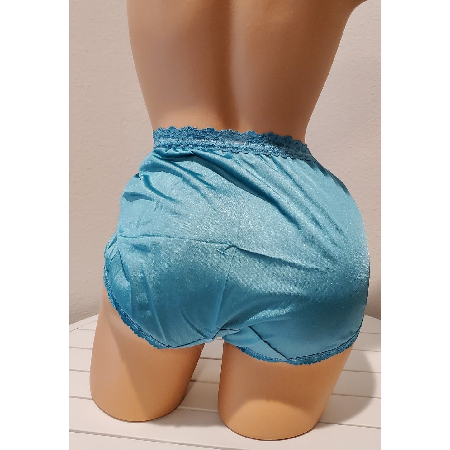 Cotillion Nylon Lace Full Cut Brief Panty Turquoise Topaz Blue 6/M