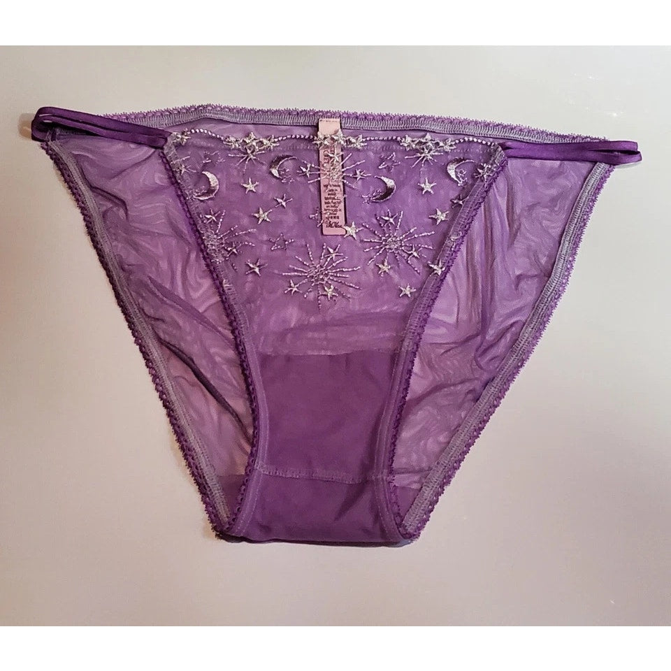 Victoria's Secret Dream Angels String Bikini Panty Moon Stars Purple Foxglove 7