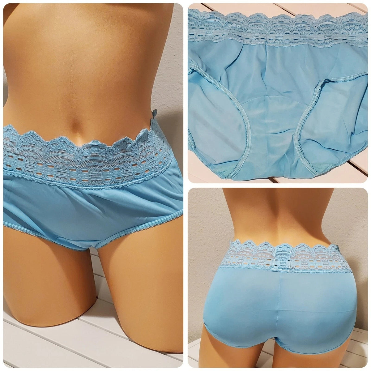 Olga Secret Hug Full Coverage Brief Panty Nylon Silky Baby Blue