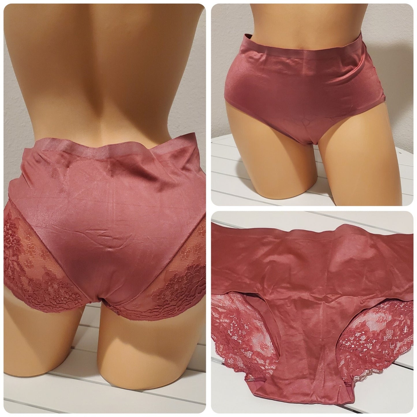 Itayax Silky Semi Sheer Hipster Bikini Panty Lace Back Pristine Pink 9/2XL