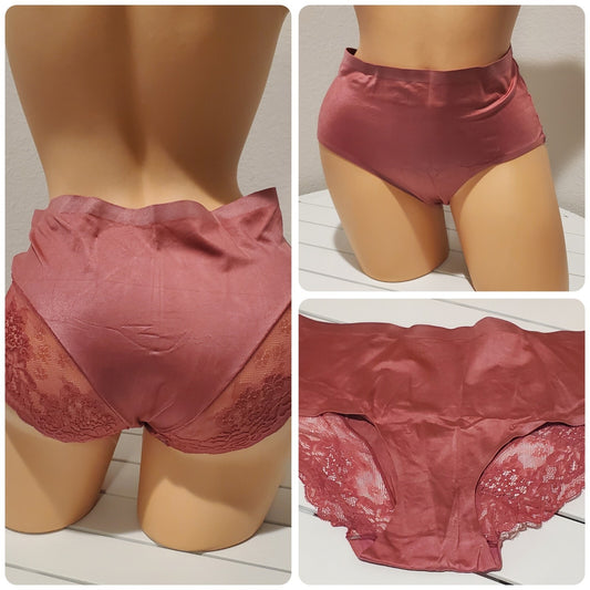 Itayax Silky Semi Sheer Hipster Bikini Panty Lace Back Pristine Pink 9/2XL Star Vintage And More LLC