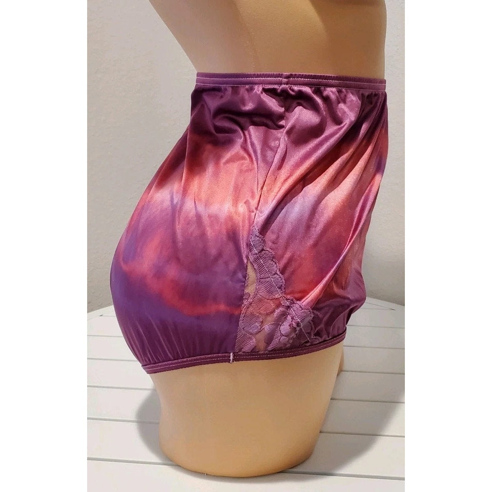 Vanity Fair Lace Nouveau Nylon Full Cut Panty Shiny Rainbow Shift Purple Blitz