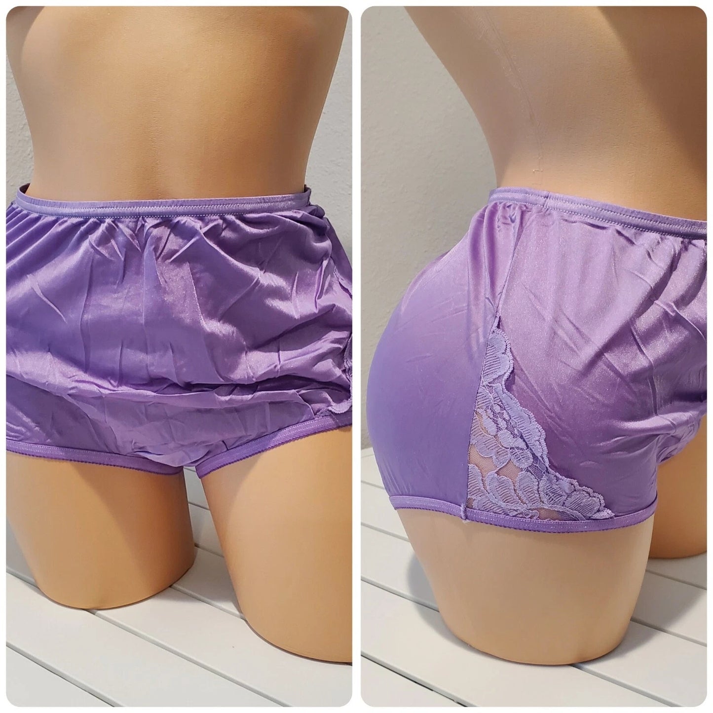 Vanity Fair Lace Nouveau Nylon Full Cut Panty Lace Shiny Foxglove Purple 6/M