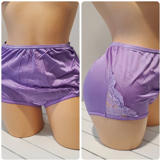 Vanity Fair Lace Nouveau Nylon Full Cut Panty Lace Shiny Foxglove Purple 6/M - Star Vintage & More Star Vintage And More LLC
