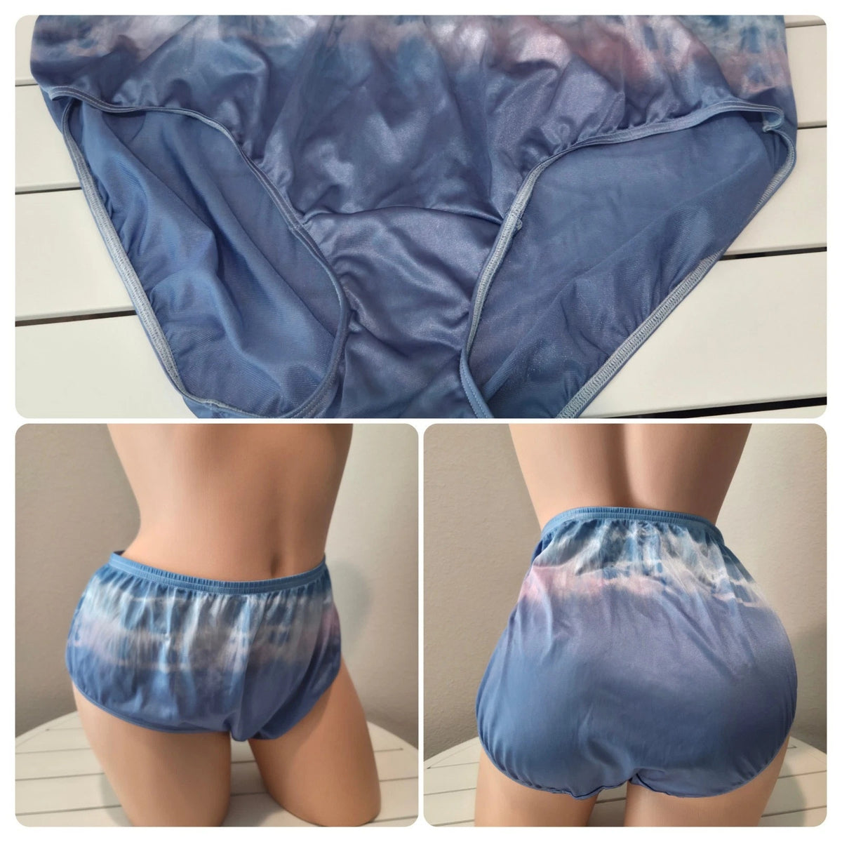Shadowline 11032 Bikini Panty Shiny Nylon Full Cut Blue Crush Pink Static 10/3XL