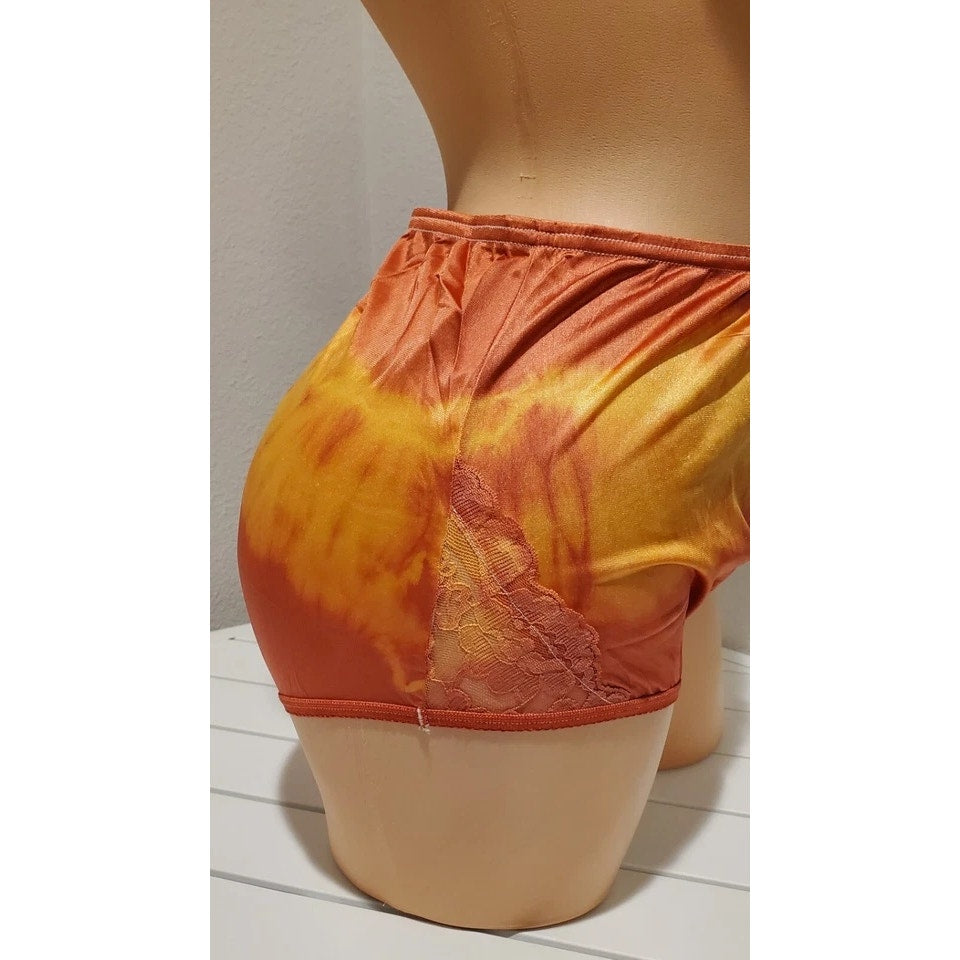Vanity Fair Lace Nouveau Nylon Full Cut Panty Lace Shiny Flame Rainbow Shift 6/M