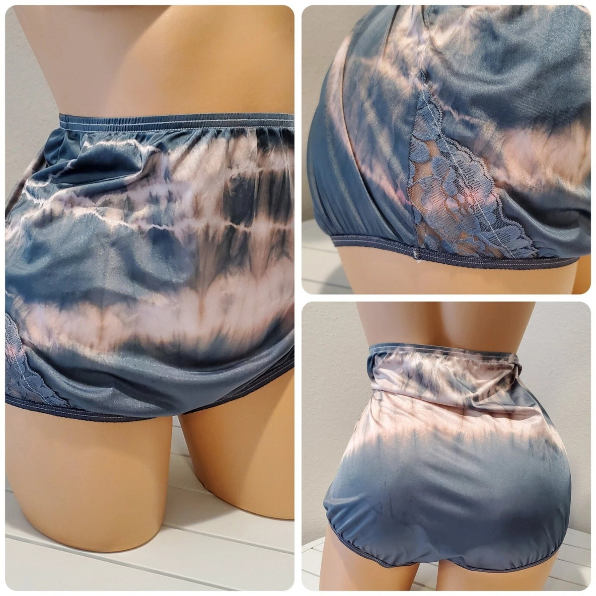 Vanity Fair Lace Nouveau Nylon Full Cut Panty Shiny Gray Rainbow Vortex 10/3XL