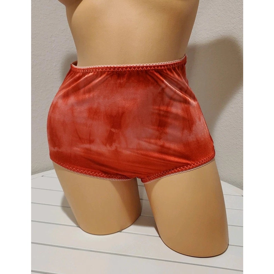 Vanity Fair 40301 Full Coverage Brief Panty Shiny Nylon Candy Cane Red Rainbow