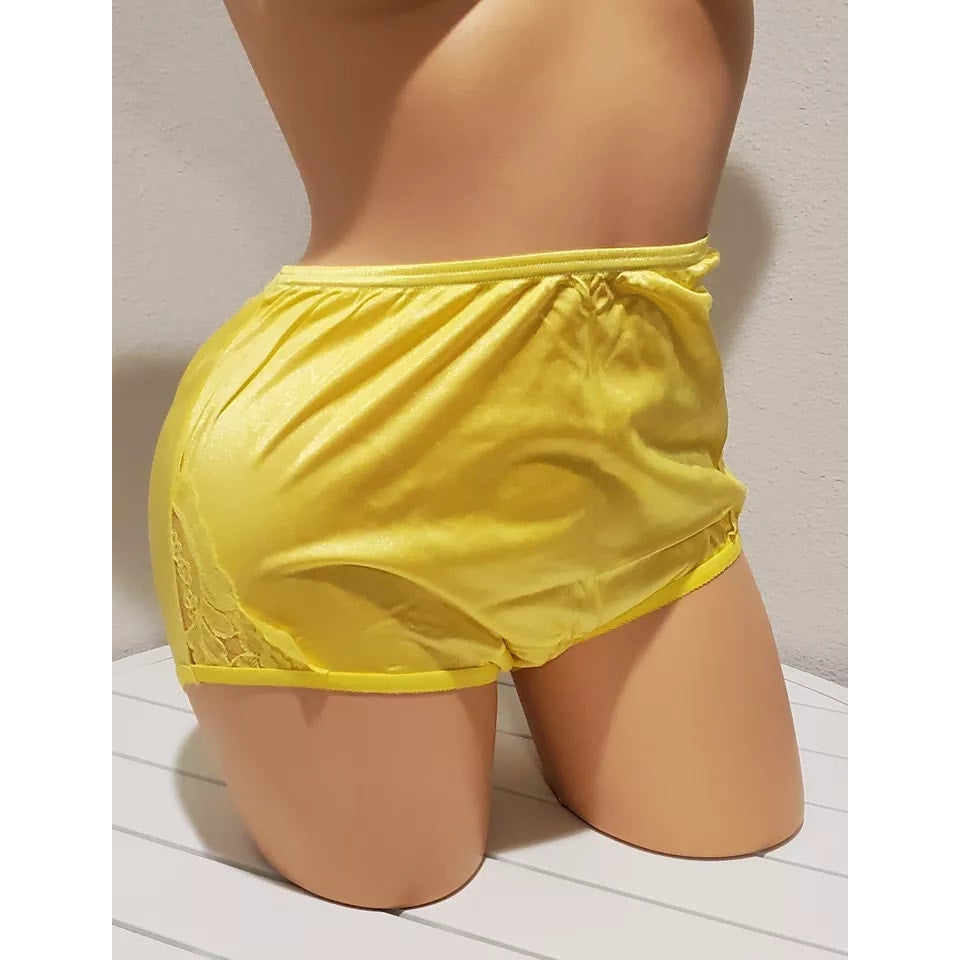 Vanity Fair Lace Nouveau Nylon Full Cut Panty Lace Shiny Sunshine Yellow