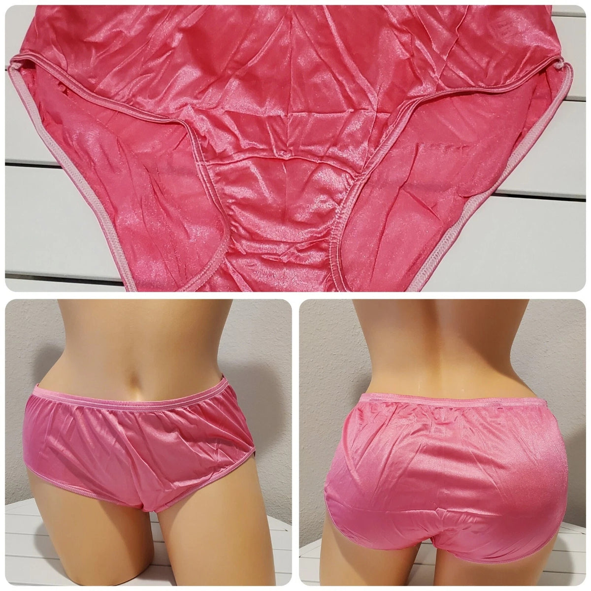 Shadowline 11032 Bikini Panty Shiny Nylon Full Cut Silky Pink Lip Gloss 7/L
