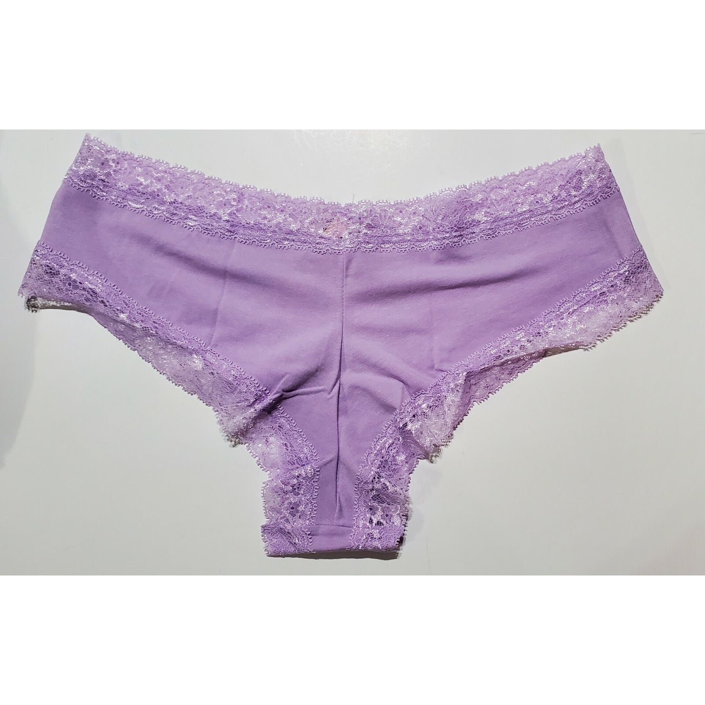 Victoria's Secret Cotton Blend Cheeky Panty Lace Trim Girly Lilac Purple 8/XL